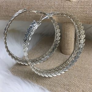 Vintage Silver Toned Big Hoop Earrings